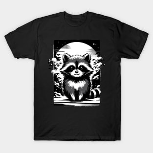 Kawaii Retro Raccoon Japan Funny Raccoon T-Shirt